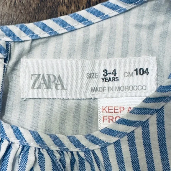 Zara Striped Blue and White Ruffle Blouse - Picture 5 of 6